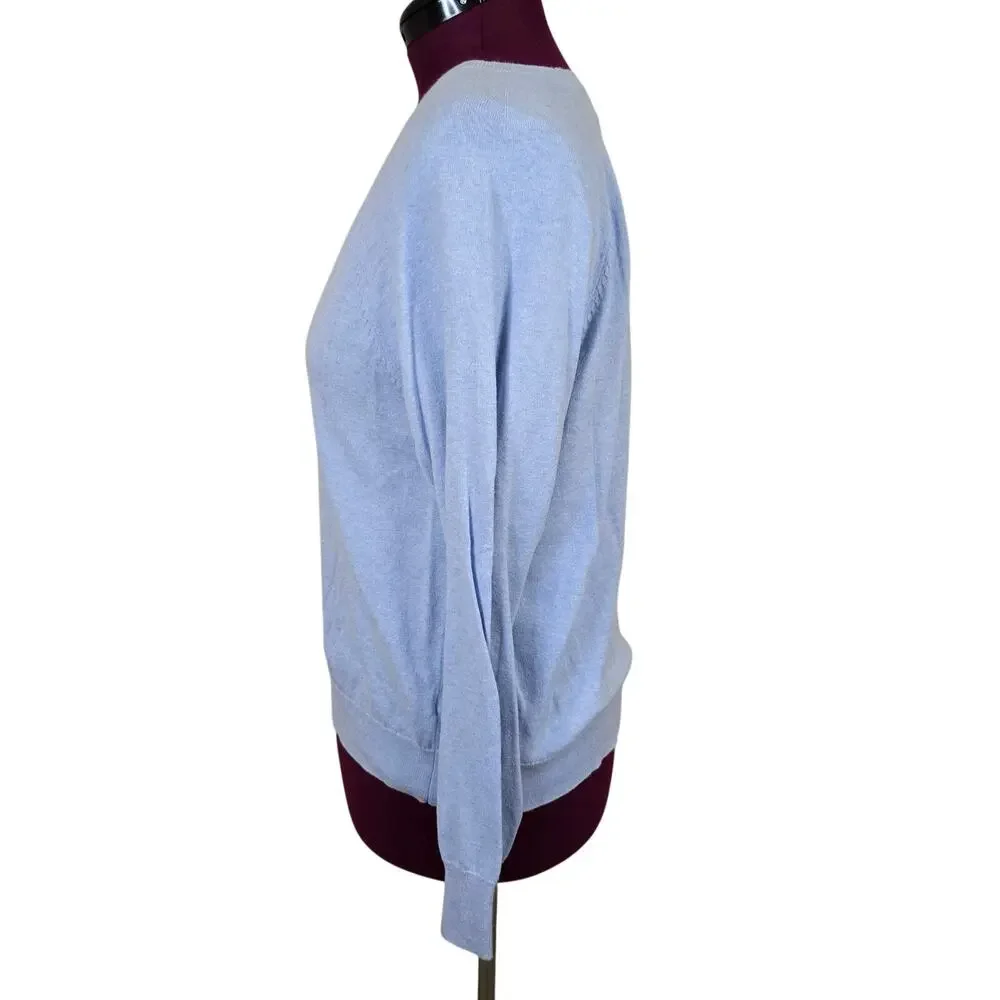 Women's J. Crew Blue Cashmere Blend Crewneck Sweater | Size Large